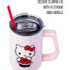 Silver Buffalo Rainbow Brite and Twink Sparkle Stainless Steel Tumbler with Handle and Straw, Fits in Standard Cup Holder, 40 Ounces(Hello Kitty Christmas Red Bow Dress)