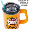 Silver Buffalo Rainbow Brite and Twink Sparkle Stainless Steel Tumbler with Handle and Straw, Fits in Standard Cup Holder, 40 Ounces(Hello Kitty Jack-O-Lantern)