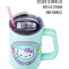 Silver Buffalo Rainbow Brite and Twink Sparkle Stainless Steel Tumbler with Handle and Straw, Fits in Standard Cup Holder, 40 Ounces(Hello Kitty Kawaii Fruit)