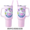 Silver Buffalo Rainbow Brite and Twink Sparkle Stainless Steel Tumbler with Handle and Straw, Fits in Standard Cup Holder, 40 Ounces(Hello Kitty Kawaii Fruits)