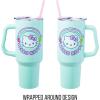 Silver Buffalo Rainbow Brite and Twink Sparkle Stainless Steel Tumbler with Handle and Straw, Fits in Standard Cup Holder, 40 Ounces(Hello Kitty Kawaii Fruit)