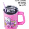 Silver Buffalo Rainbow Brite and Twink Sparkle Stainless Steel Tumbler with Handle and Straw, Fits in Standard Cup Holder, 40 Ounces(Hello Kitty Kawaii Summer)