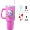 Silver Buffalo Rainbow Brite and Twink Sparkle Stainless Steel Tumbler with Handle and Straw, Fits in Standard Cup Holder, 40 Ounces(Hello Kitty Kawaii Summer)