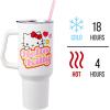 Silver Buffalo Rainbow Brite and Twink Sparkle Stainless Steel Tumbler with Handle and Straw, Fits in Standard Cup Holder, 40 Ounces(Hello Kitty Name)