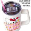Silver Buffalo Rainbow Brite and Twink Sparkle Stainless Steel Tumbler with Handle and Straw, Fits in Standard Cup Holder, 40 Ounces(Hello Kitty Name)