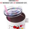 Silver Buffalo Rainbow Brite and Twink Sparkle Stainless Steel Tumbler with Handle and Straw, Fits in Standard Cup Holder, 40 Ounces(Hello Kitty Name)