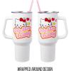 Silver Buffalo Rainbow Brite and Twink Sparkle Stainless Steel Tumbler with Handle and Straw, Fits in Standard Cup Holder, 40 Ounces(Hello Kitty Name)