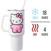Silver Buffalo Rainbow Brite and Twink Sparkle Stainless Steel Tumbler with Handle and Straw, Fits in Standard Cup Holder, 40 Ounces(Hello Kitty Skeleton)