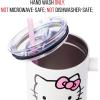 Silver Buffalo Rainbow Brite and Twink Sparkle Stainless Steel Tumbler with Handle and Straw, Fits in Standard Cup Holder, 40 Ounces(Hello Kitty Skeleton)