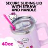 Silver Buffalo Rainbow Brite and Twink Sparkle Stainless Steel Tumbler with Handle and Straw, Fits in Standard Cup Holder, 40 Ounces(Hello Kitty Spring and Summer)