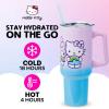 Silver Buffalo Rainbow Brite and Twink Sparkle Stainless Steel Tumbler with Handle and Straw, Fits in Standard Cup Holder, 40 Ounces(Hello Kitty and Friends Holding Rainbow)