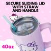 Silver Buffalo Rainbow Brite and Twink Sparkle Stainless Steel Tumbler with Handle and Straw, Fits in Standard Cup Holder, 40 Ounces(Hello Kitty and Friends Holding Rainbow)