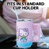 Silver Buffalo Rainbow Brite and Twink Sparkle Stainless Steel Tumbler with Handle and Straw, Fits in Standard Cup Holder, 40 Ounces(Hello Kitty and Friends Holding Rainbow)