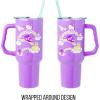 Silver Buffalo Rainbow Brite and Twink Sparkle Stainless Steel Tumbler with Handle and Straw, Fits in Standard Cup Holder, 40 Ounces(Hello Kitty and Friends Sliding Rainbow)