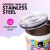 Silver Buffalo Rainbow Brite and Twink Sparkle Stainless Steel Tumbler with Handle and Straw, Fits in Standard Cup Holder, 40 Ounces(Hello Kitty and Friends Stickers Decal Design)