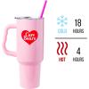Silver Buffalo Rainbow Brite and Twink Sparkle Stainless Steel Tumbler with Handle and Straw, Fits in Standard Cup Holder, 40 Ounces(Love-A-Lot Care Bear Mood)