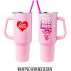 Silver Buffalo Rainbow Brite and Twink Sparkle Stainless Steel Tumbler with Handle and Straw, Fits in Standard Cup Holder, 40 Ounces(Love-A-Lot Care Bear Mood)