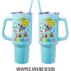 Silver Buffalo Rainbow Brite and Twink Sparkle Stainless Steel Tumbler with Handle and Straw, Fits in Standard Cup Holder, 40 Ounces(Rainbow Brite and Twink)