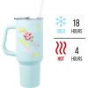 Silver Buffalo Rainbow Brite and Twink Sparkle Stainless Steel Tumbler with Handle and Straw, Fits in Standard Cup Holder, 40 Ounces(Strawberry Shortcake Rainbow Slide)
