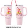 Silver Buffalo Rainbow Brite and Twink Sparkle Stainless Steel Tumbler with Handle and Straw, Fits in Standard Cup Holder, 40 Ounces(Strawberry Shortcake Sweet Bike)