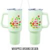 Silver Buffalo Rainbow Brite and Twink Sparkle Stainless Steel Tumbler with Handle and Straw, Fits in Standard Cup Holder, 40 Ounces(Strawberry Shortcake Life is Delicious)