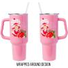 Silver Buffalo Rainbow Brite and Twink Sparkle Stainless Steel Tumbler with Handle and Straw, Fits in Standard Cup Holder, 40 Ounces(Strawberry Shortcake You Are Berry Special Pink)