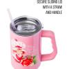 Silver Buffalo Rainbow Brite and Twink Sparkle Stainless Steel Tumbler with Handle and Straw, Fits in Standard Cup Holder, 40 Ounces(Strawberry Shortcake You Are Berry Special Pink)