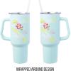 Silver Buffalo Rainbow Brite and Twink Sparkle Stainless Steel Tumbler with Handle and Straw, Fits in Standard Cup Holder, 40 Ounces(Strawberry Shortcake Rainbow Slide)