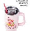 Silver Buffalo Rainbow Brite and Twink Sparkle Stainless Steel Tumbler with Handle and Straw, Fits in Standard Cup Holder, 40 Ounces(Strawberry Shortcake Sweet Bike)