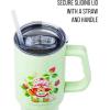 Silver Buffalo Rainbow Brite and Twink Sparkle Stainless Steel Tumbler with Handle and Straw, Fits in Standard Cup Holder, 40 Ounces(Strawberry Shortcake Life is Delicious)