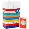 Hallmark 13″ Large Gift Bag with Birthday Card and Tissue Paper (Blue with Stars, Birthday Boy)(Striped Birthday)