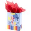 Hallmark 9″ Medium Birthday Gift Bag with Tissue Paper (Blue Happy Birthday)(Blue Birthday Bag with Red Tissue)