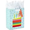 Hallmark 9″ Medium Birthday Gift Bag with Tissue Paper (Blue Happy Birthday)(Medium Cake Slice)
