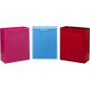 Hallmark Assorted Gift Bags (8 Bags: 3 Small 6″, 3 Medium 9″, 2 Large 13″) Solid Pink, Blue, Green, Yellow, Red(Large Solid Color Gift Bags  Pack of 3)