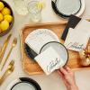 Hallmark Black and Gold Party Supplies (16 Round Dinner Plates, 16 Round Dessert Plates, 16 Beverage Napkins, 16 Dinner Napkins) for Weddings, Graduations, Engagements(Chic Black  Ivory  Gold)