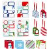Hallmark Christmas Gift Tags with Ribbon, Sticker Seals, and Mini Notecards (Santa, Snowman, Stripes, Red, Green, Blue) for Gift Bags and Wrapped Presents