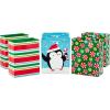 Hallmark Image Arts 11″ Large Christmas Gift Bags (6 Bags Penguins, Stripes, Peppermints) for Kids, Coworkers, Teachers