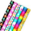 Hallmark Kids Wrapping Paper with Cutlines on Reverse (6 Rolls: 180 Sq. Ft. Total) Dinosaurs, Unicorns, Rainbow, Video Games(Dinosaurs  Unicorns  Rainbow  Video Games)