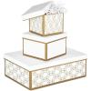 Hallmark Nested Gift Boxes with Lids and Fill (Set of 3, White and Gold, Assorted Sizes) for Weddings, Bridal Showers, Bridesmaids, Christmas, Hanukkah, Birthdays, Valentine’s Day(White and Gold Geometric Shapes)