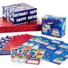 Hallmark Reversible Flat Wrapping Paper Sheets (12 Folded Sheets with Sticker Seals) Rainbow Happy, Exclamation Points, Polka Dots, Confetti for Birthdays, Graduations, Celebrations(Blue Red Dark Blue and Multicolor)
