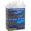 Hallmark Signature Studio 10″ Large Square Gift Bag with Tissue Paper (Happy Birthday) Teal, Gray, Pink, Blue on White(Blue Happy Birthday)