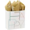 Hallmark Signature Studio 10″ Large Square Gift Bag with Tissue Paper (Happy Birthday) Teal, Gray, Pink, Blue on White(Minimal Teal  Gray  Pink  Blue)