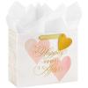 Hallmark Signature Studio 7″ Medium Gift Bag with Tissue Paper (Embossed Hearts, White, Pink, Gold) for Birthdays, Valentine’s Day, Baby Showers, Bridal Showers(Happily Ever After)