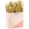Hallmark Signature Studio 7″ Medium Square Gift Bag with Tissue Paper (Abstract Brushstrokes) Peach, Mint Green, Teal for Easter, Birthdays, Bridal Showers and More(Coral  Blush Pink  Gold Stripes)