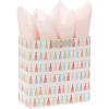 Hallmark Signature Studio 7″ Medium Square Gift Bag with Tissue Paper (Abstract Brushstrokes) Peach, Mint Green, Teal for Easter, Birthdays, Bridal Showers and More(Rainbow Tassels)