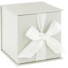 Hallmark Small Gift Box with Bow and Shredded Paper Fill (Black 4 inch Gift Box) for Weddings, Graduations, Birthdays, Father’s Day, Groomsmen Gifts, All Occasion(Grey White)