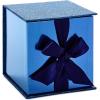 Hallmark Small Gift Box with Bow and Shredded Paper Fill (Red Signature 4 inch Gift Box with Glitter) for Birthdays, Graduations, Anniversaries, Christmas, Valentine’s Day, All Occasion(Navy Blue Glitter)