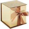 Hallmark Small Gift Box with Bow and Shredded Paper Fill (Red Signature 4 inch Gift Box with Glitter) for Birthdays, Graduations, Anniversaries, Christmas, Valentine’s Day, All Occasion(Gold Glitter)