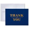 Hallmark Thank You Notes (Silver Foil Script, 40 Cards and Envelopes)(Navy and Gold)