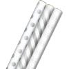 Hallmark White and Gold Wrapping Paper Rolls for Graduation, Birthday, Wedding, Bridal Shower, All Occasion – Brown Kraft Gift Wrap (Set of 3 Reversible Rolls: 75 sq. ft. ttl.)(Metallic White and Silver)